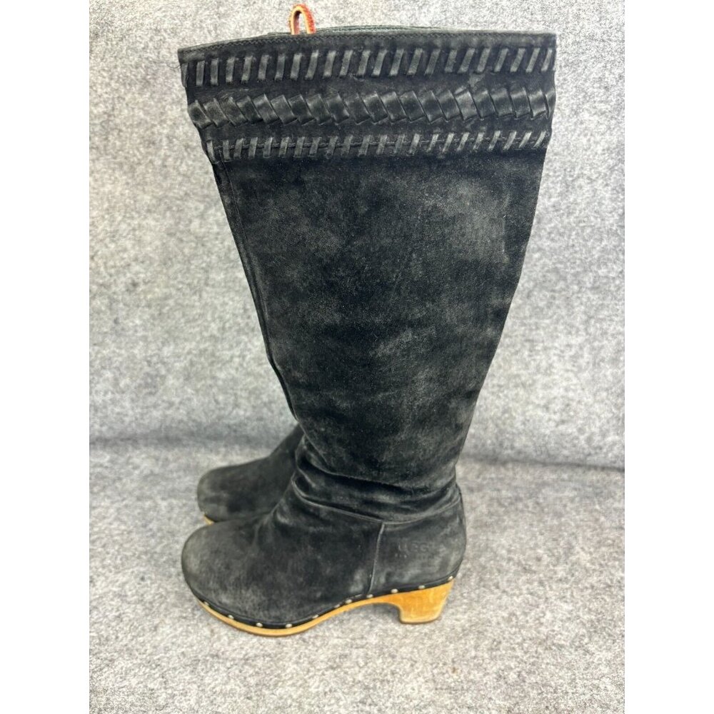 UGG Australia Rosabella Heeled Boots‎ Women's 6 Black Suede Leather Studded Zip
